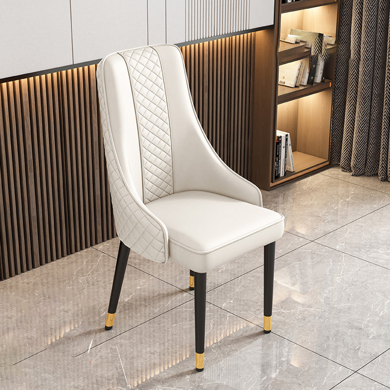 Luxury Curved Leather Steel Dining Chair