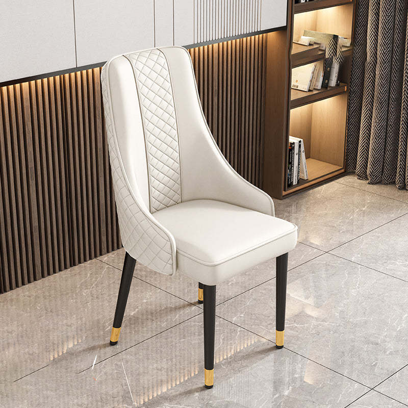 Luxury Curved Leather Steel Dining Chair