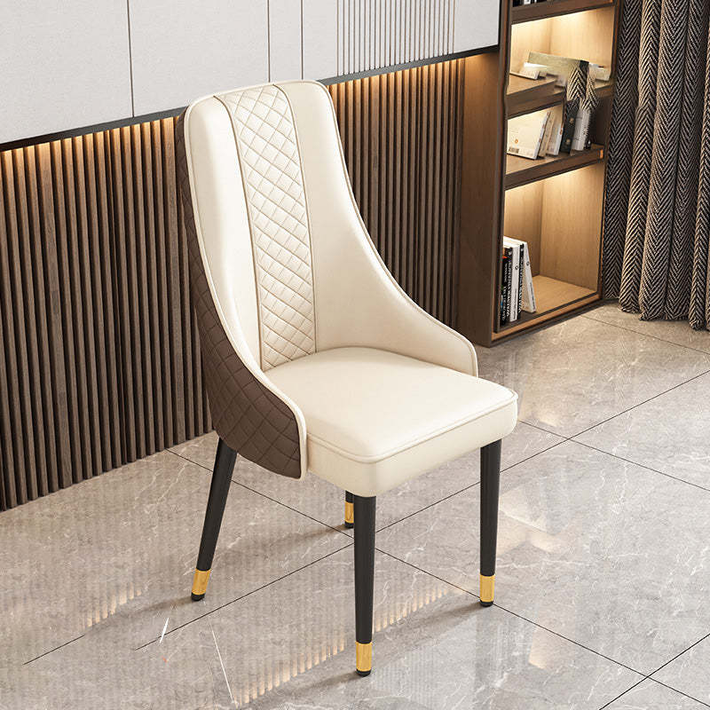 Luxury Curved Leather Steel Dining Chair