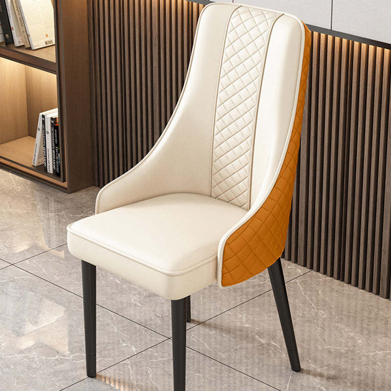 Luxury Curved Leather Steel Dining Chair