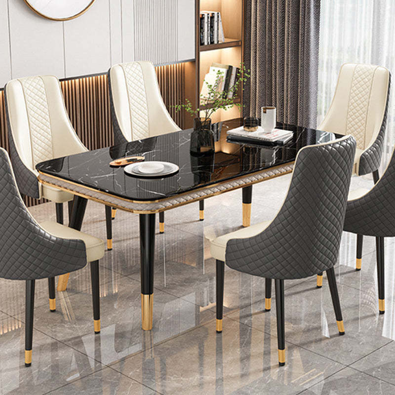 Luxury Curved Leather Steel Dining Chair