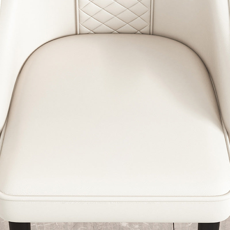 Luxury Curved Leather Steel Dining Chair — Light Gray + Brown