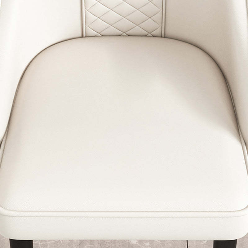 Luxury Curved Leather Steel Dining Chair — Light Gray + Brown
