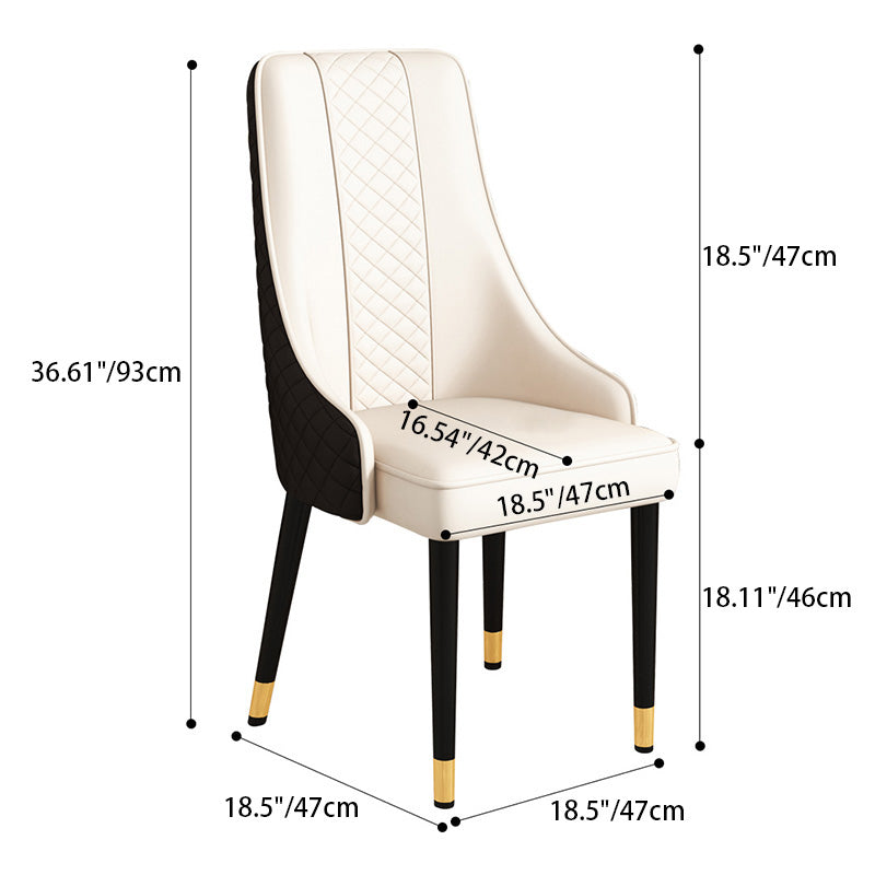 Luxury Curved Leather Steel Dining Chair — Light Gray