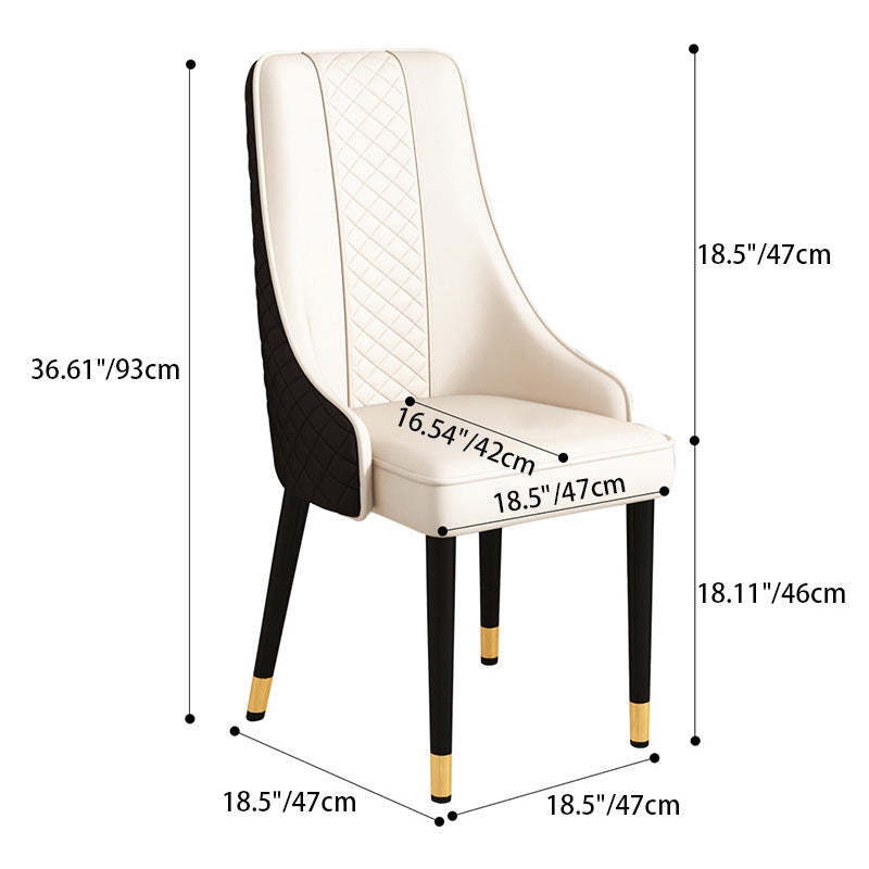 Luxury Curved Leather Steel Dining Chair — Light Gray