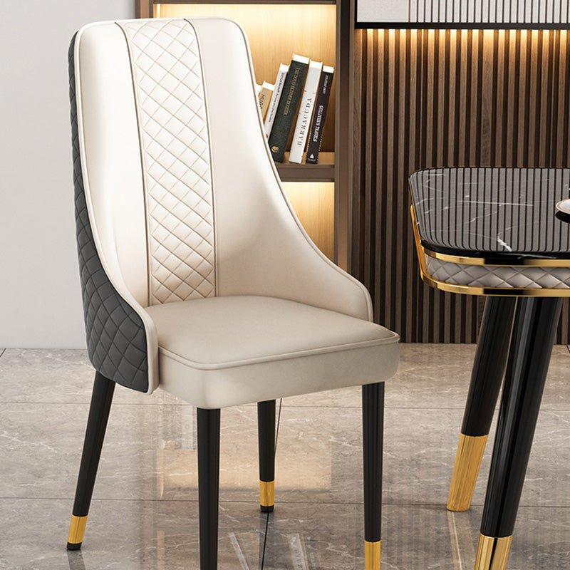 Luxury Curved Leather Steel Dining Chair
