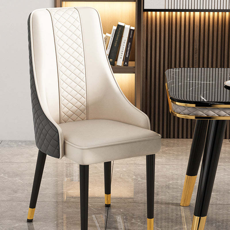 Luxury Curved Leather Steel Dining Chair
