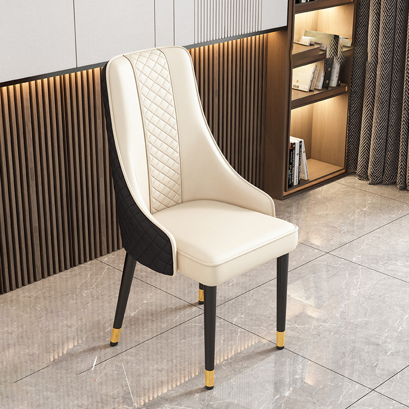 Luxury Curved Leather Steel Dining Chair