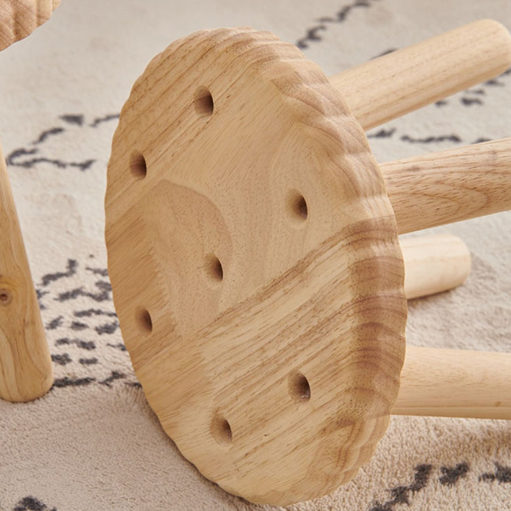 Biscuit Wood Round Low Stool