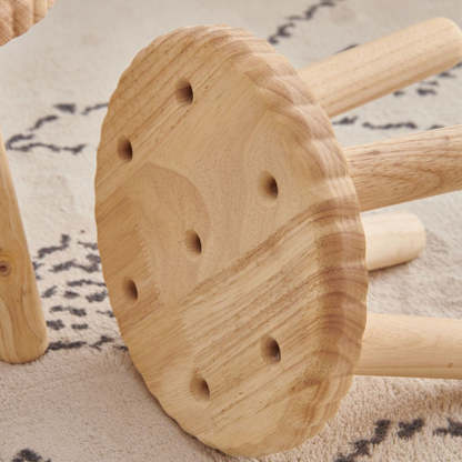 Biscuit Wood Round Low Stool