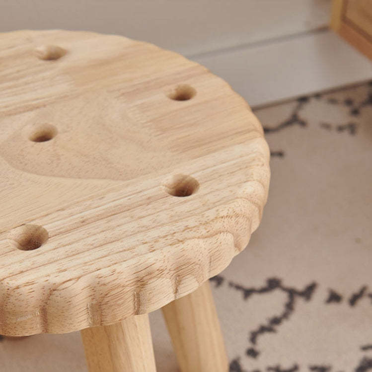 Biscuit Wood Round Low Stool