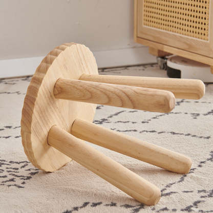Biscuit Wood Round Low Stool