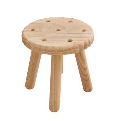 Biscuit Wood Round Low Stool