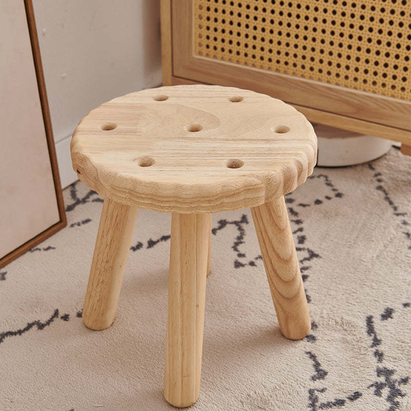 Biscuit Wood Round Low Stool