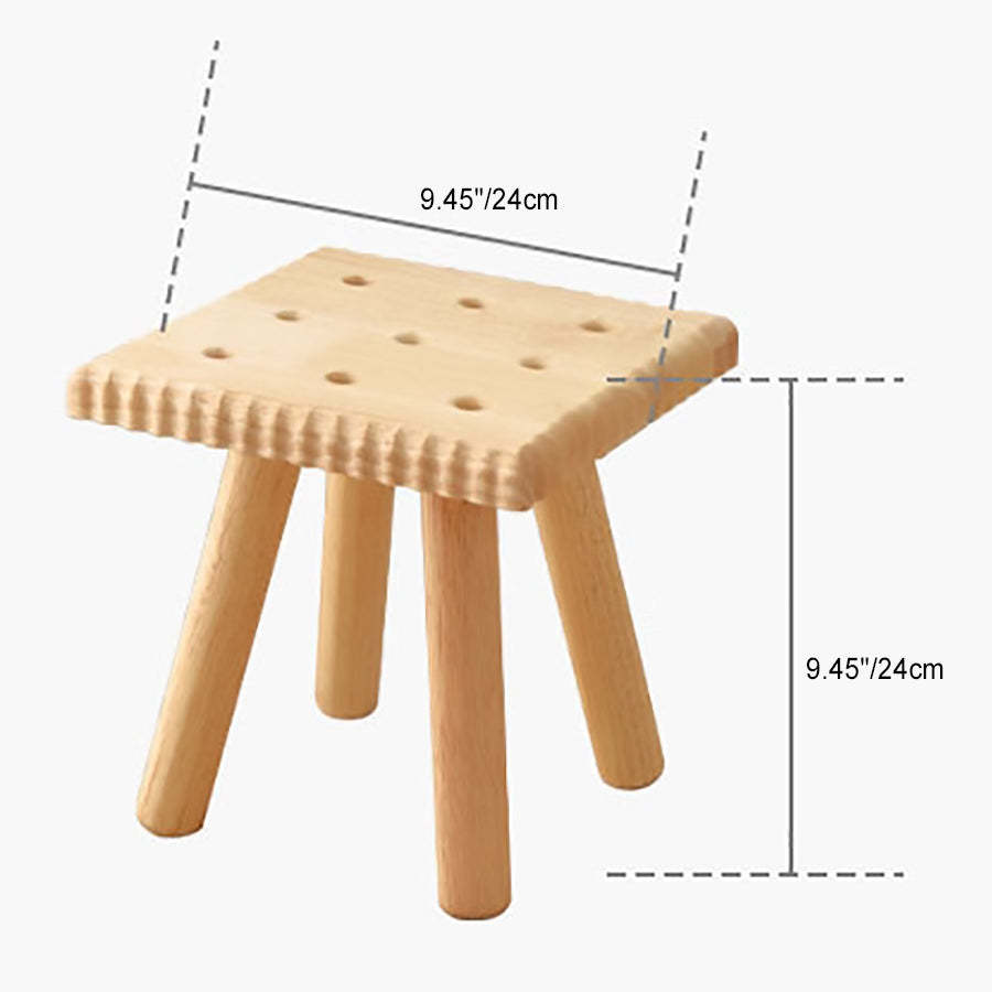 Biscuit Wood Round Low Stool