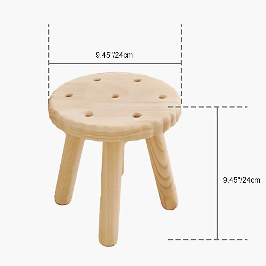 Biscuit Wood Round Low Stool