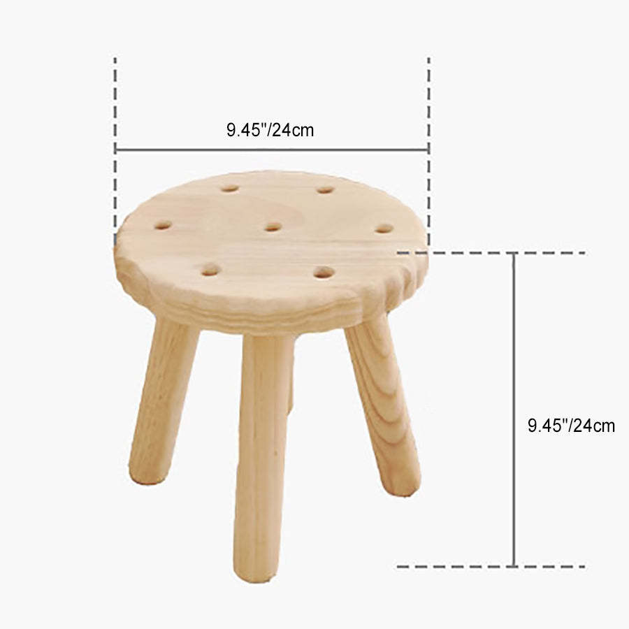 Biscuit Wood Round Low Stool