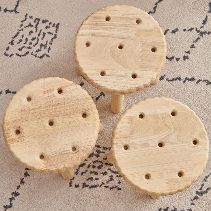 Biscuit Wood Round Low Stool