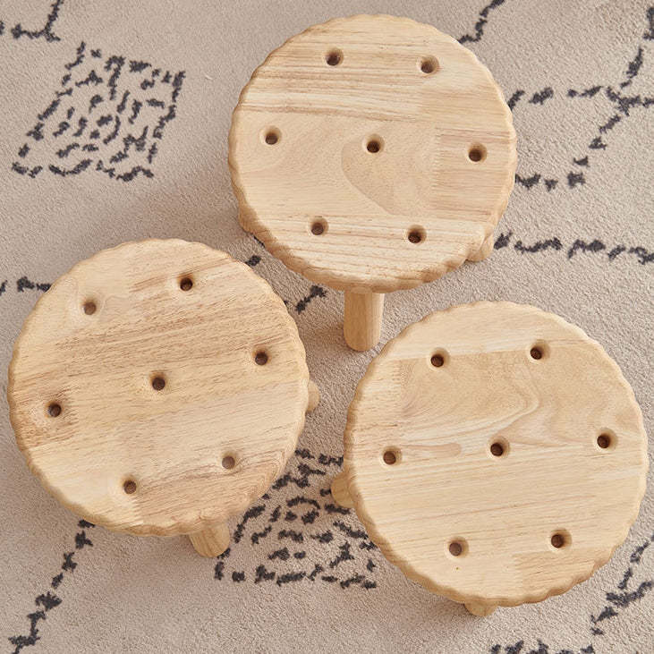 Biscuit Wood Round Low Stool