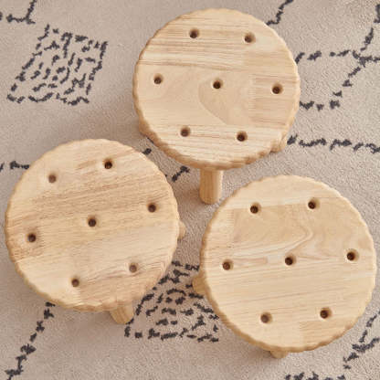 Biscuit Wood Round Low Stool