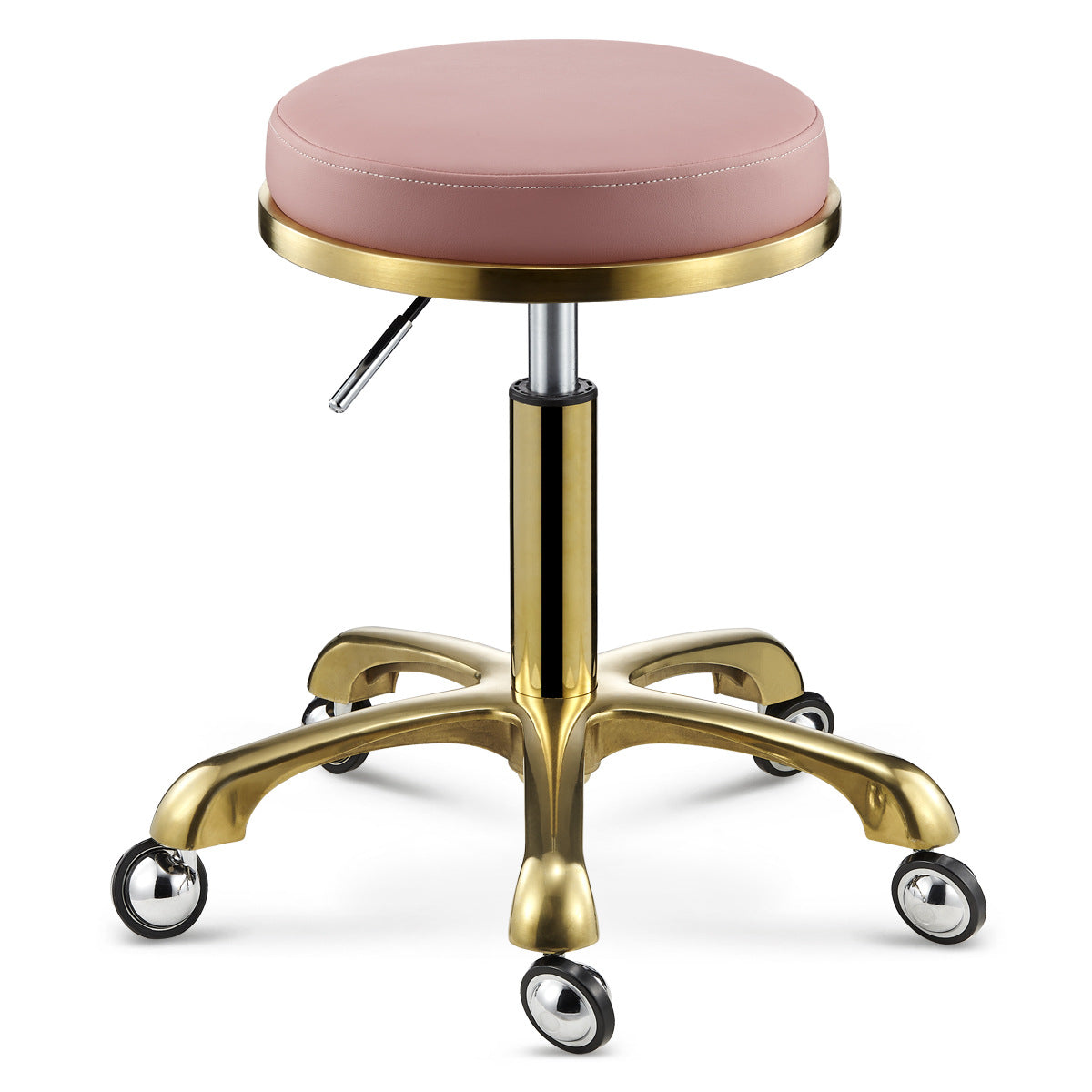 Scandinavian Round Leather Swivel Bar Stool — A - Dark Gray