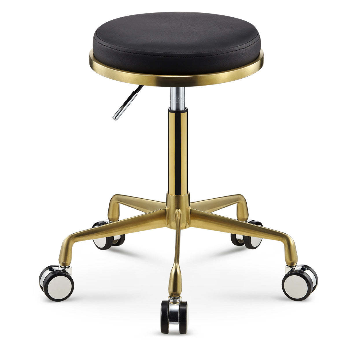Scandinavian Round Leather Swivel Bar Stool