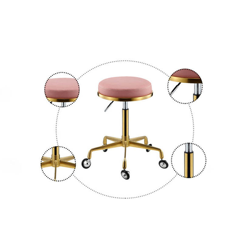 Scandinavian Round Leather Swivel Bar Stool — C - Pink