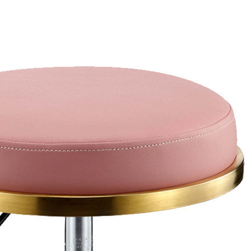 Scandinavian Round Leather Swivel Bar Stool — B - Pink