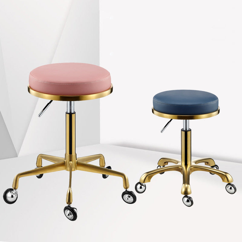 Scandinavian Round Leather Swivel Bar Stool