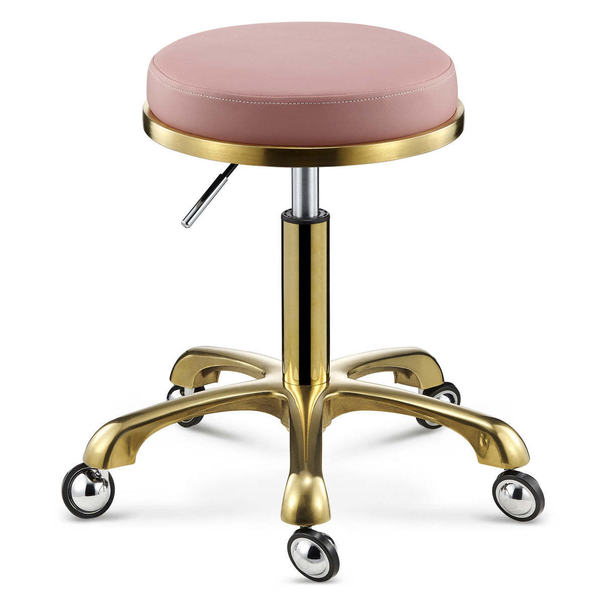 Scandinavian Round Leather Swivel Bar Stool — A - Dark Gray