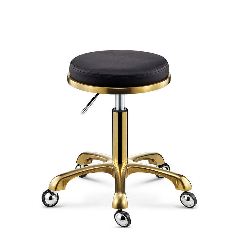 Scandinavian Round Leather Swivel Bar Stool