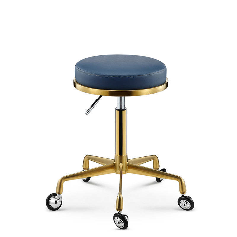 Scandinavian Round Leather Swivel Bar Stool