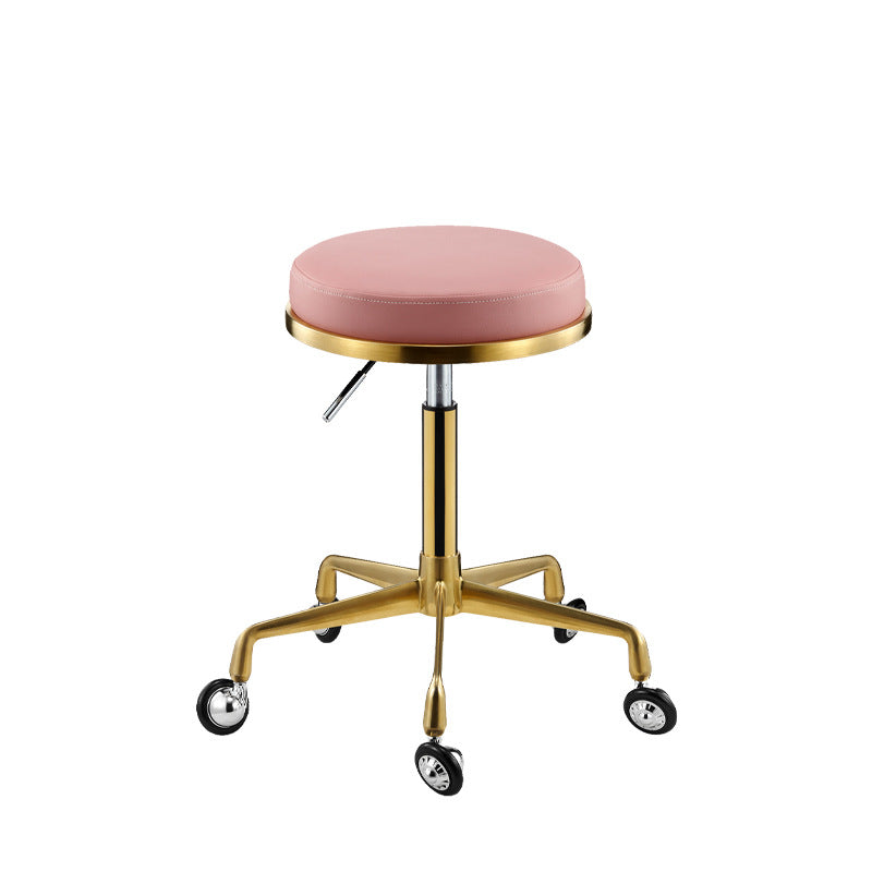 Scandinavian Round Leather Swivel Bar Stool