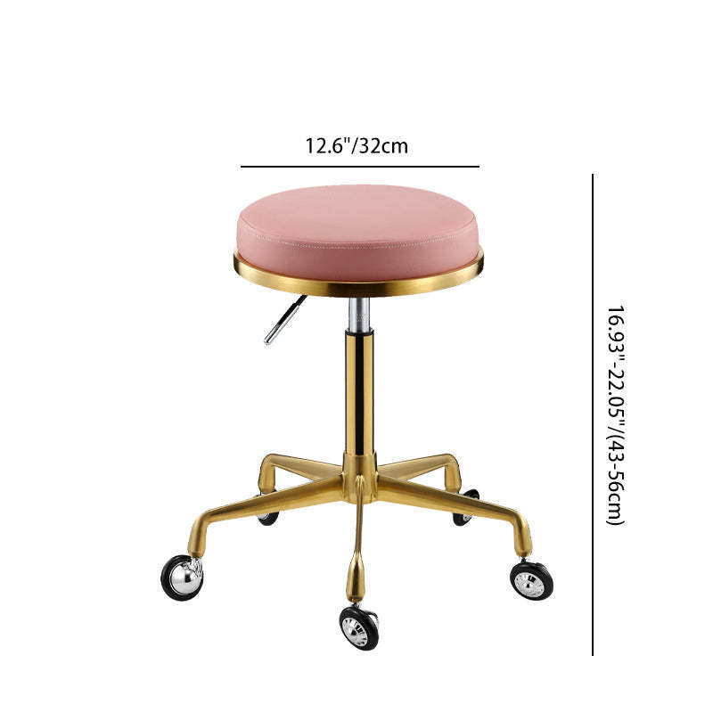 Scandinavian Round Leather Swivel Bar Stool — A - Black