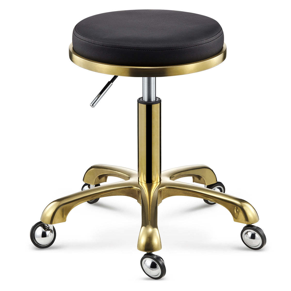 Scandinavian Round Leather Swivel Bar Stool — A - Blue
