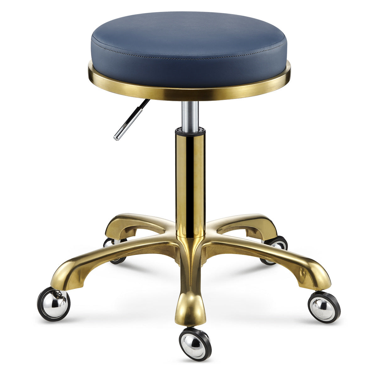 Scandinavian Round Leather Swivel Bar Stool — C - Dark Gray