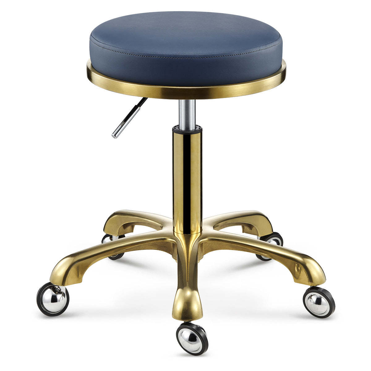Scandinavian Round Leather Swivel Bar Stool — C - Dark Gray