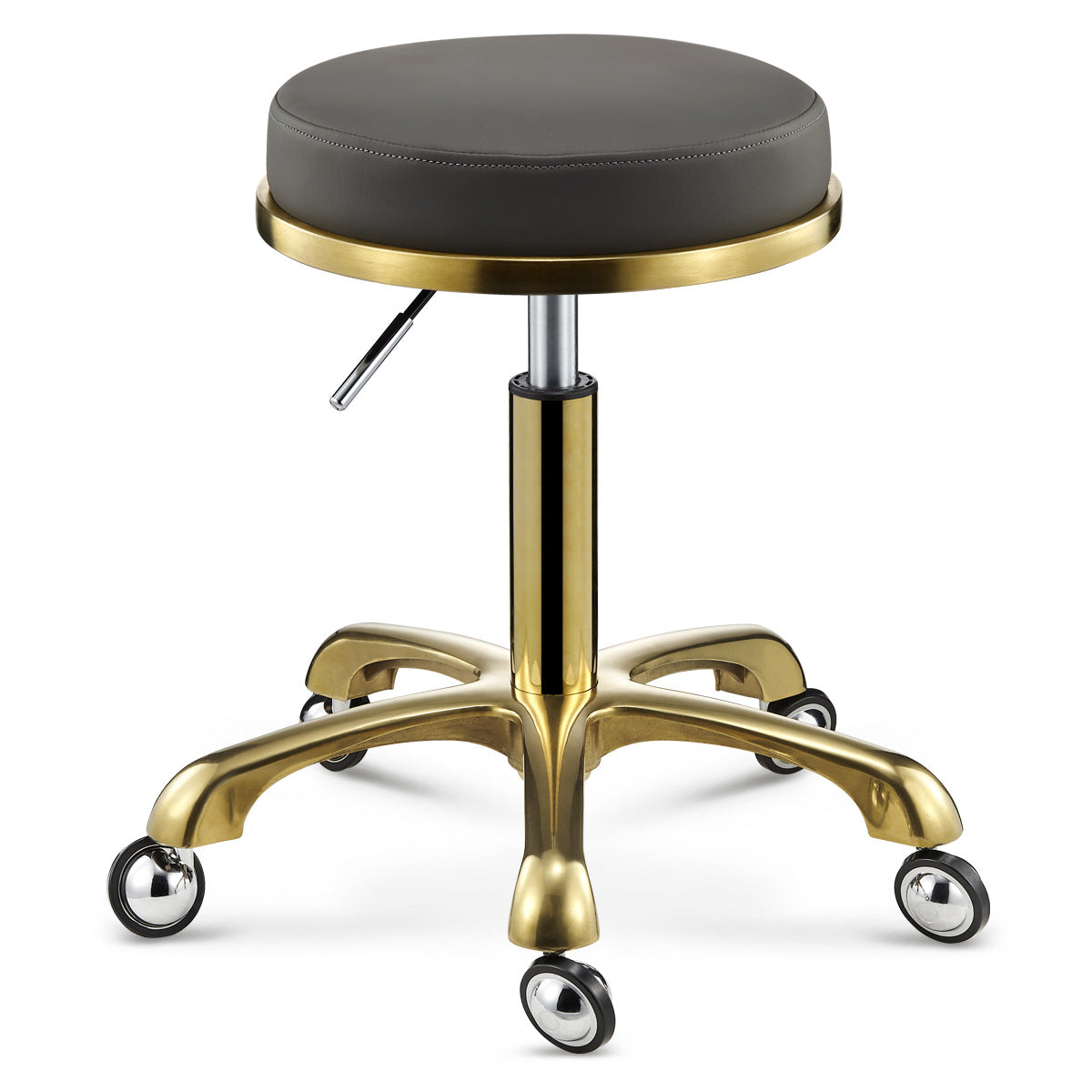 Scandinavian Round Leather Swivel Bar Stool — C - Blue