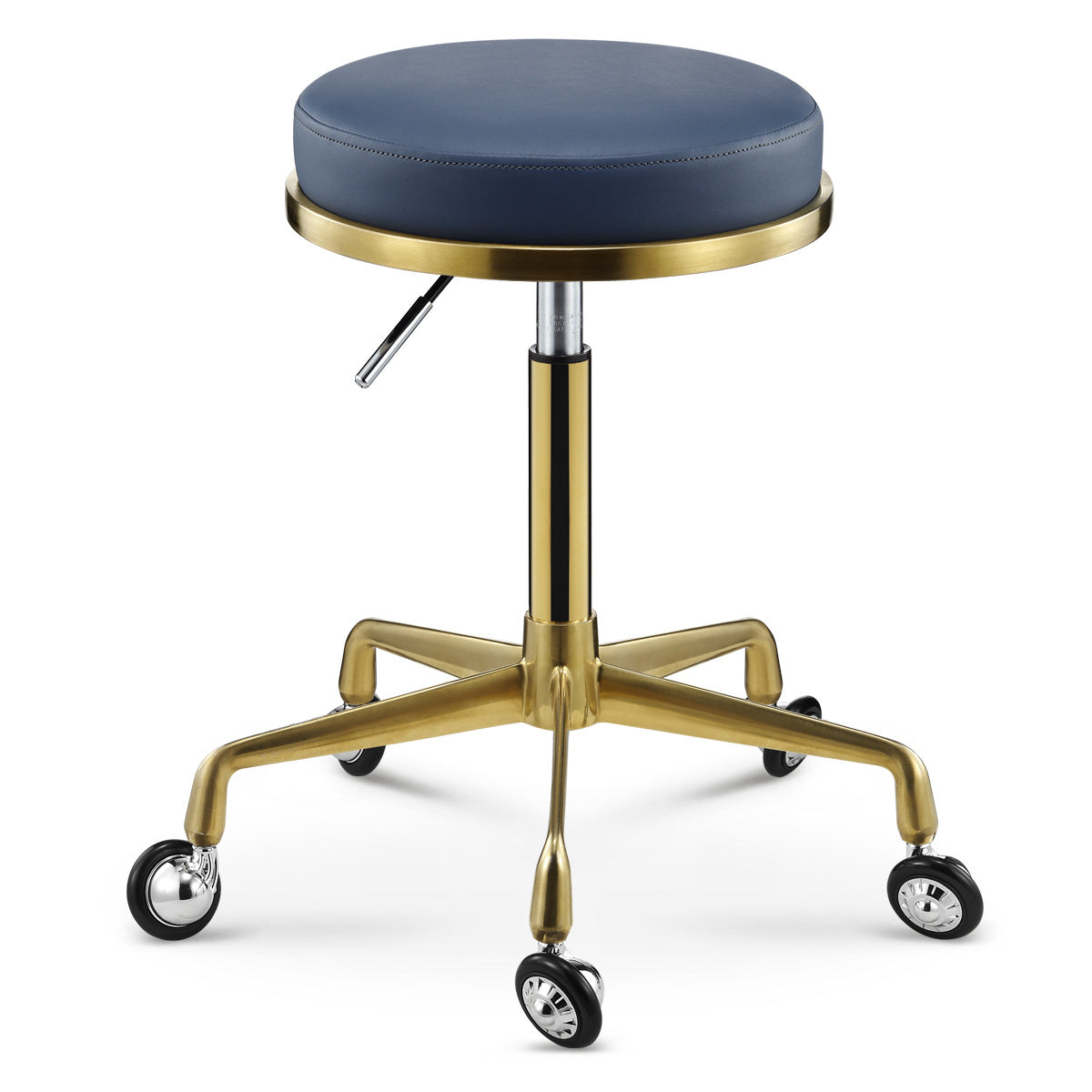 Scandinavian Round Leather Swivel Bar Stool