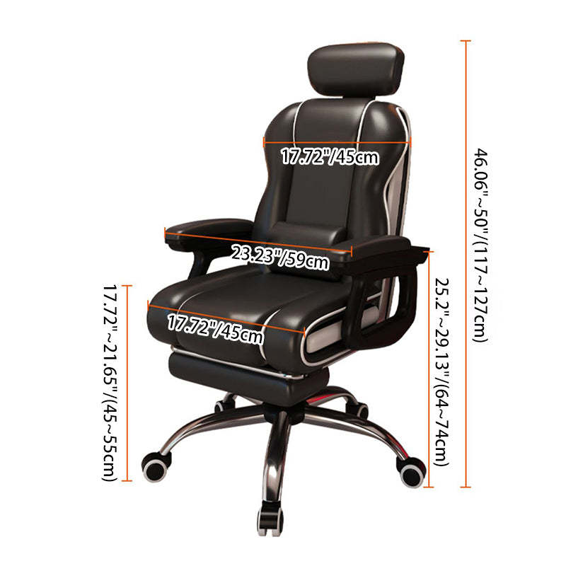 Contemporary Adjustable Leather Gaming Chair — Gray