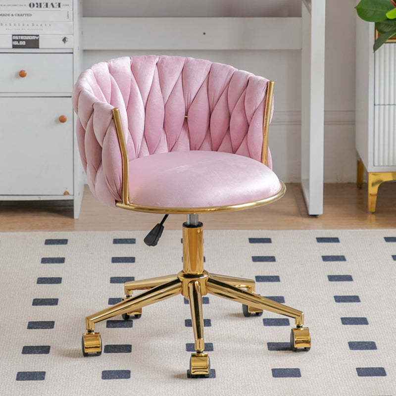 Luxury round vanity velvet vanity stools — Pink