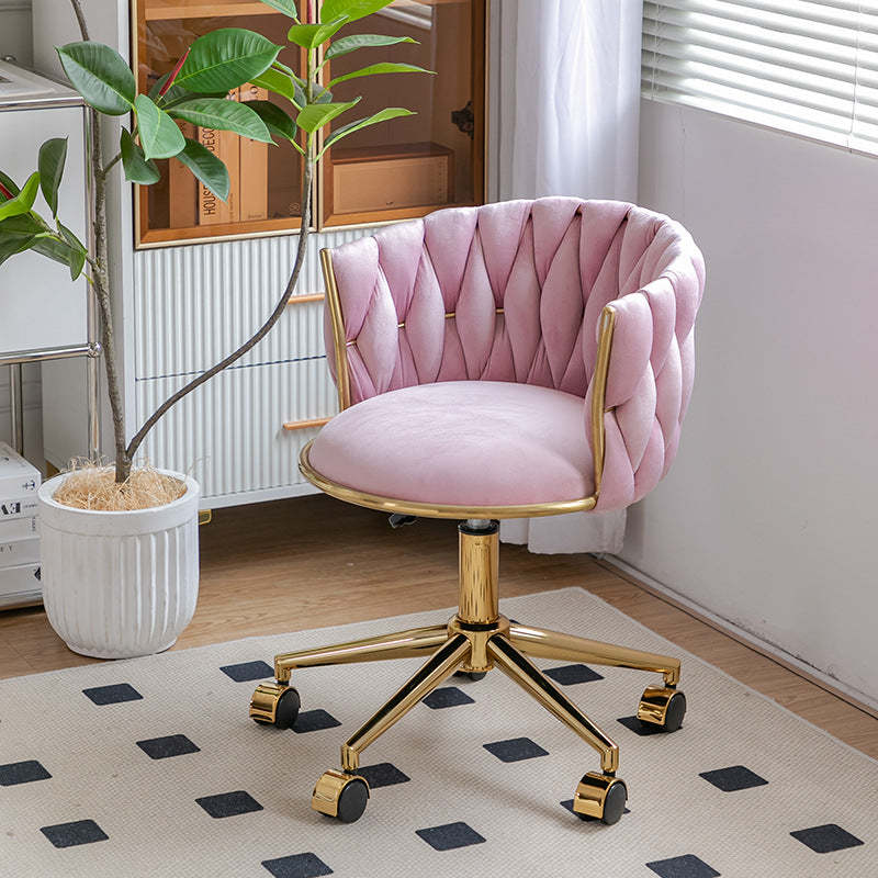 Contemporary Round Velvet Adjustable Vanity Stool