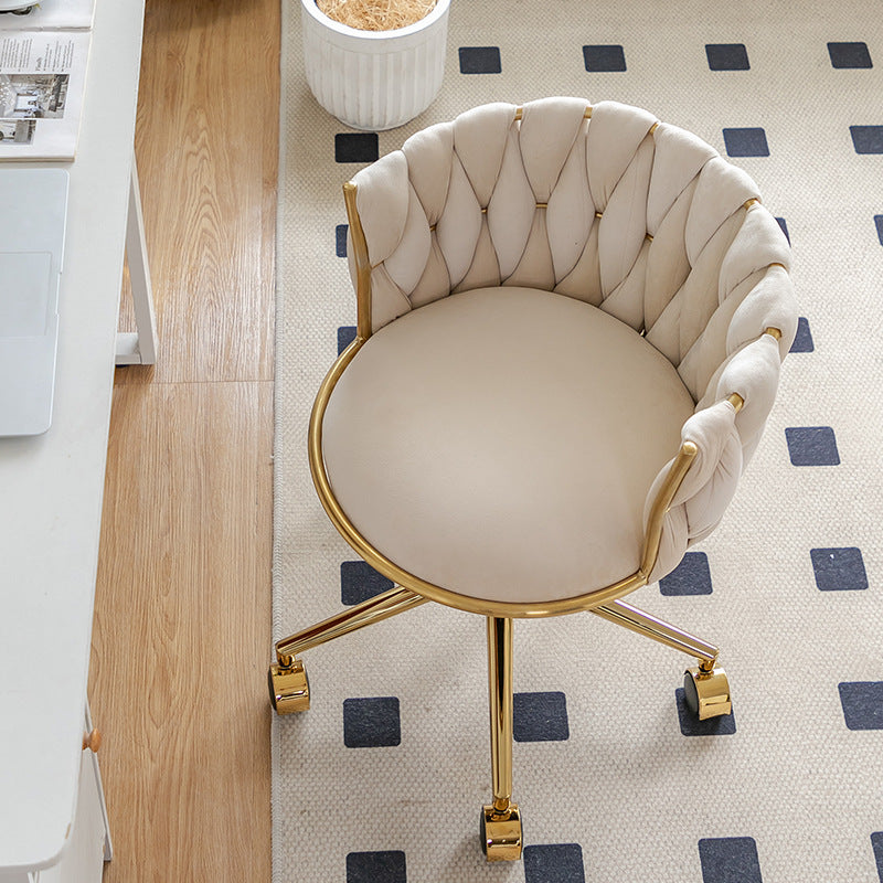Contemporary Round Velvet Adjustable Vanity Stool