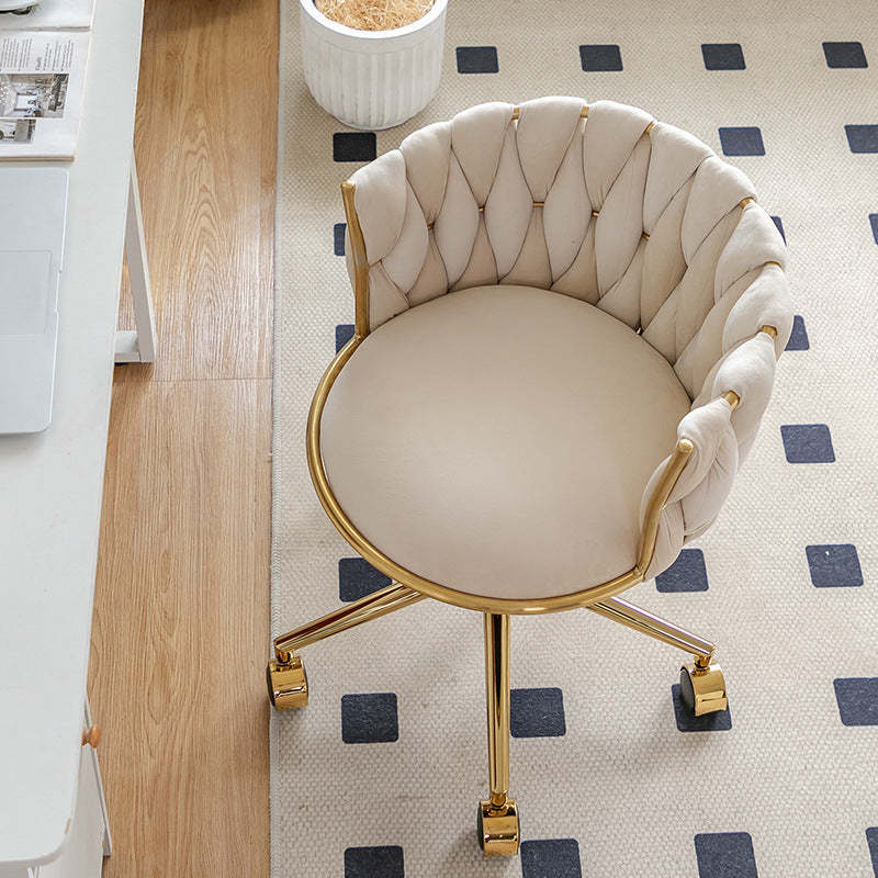 Contemporary Round Velvet Adjustable Vanity Stool