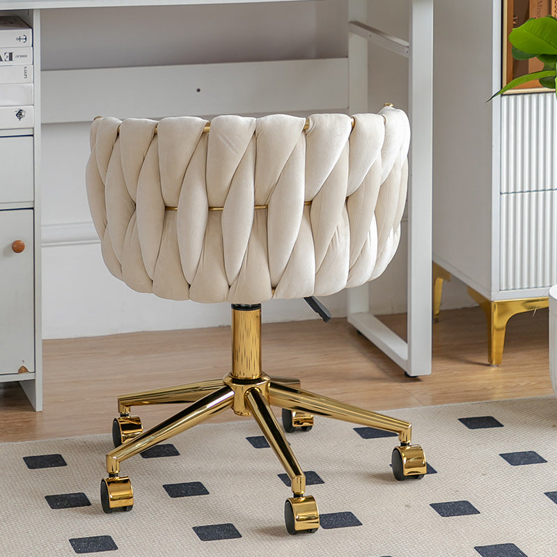 Contemporary Round Velvet Adjustable Vanity Stool