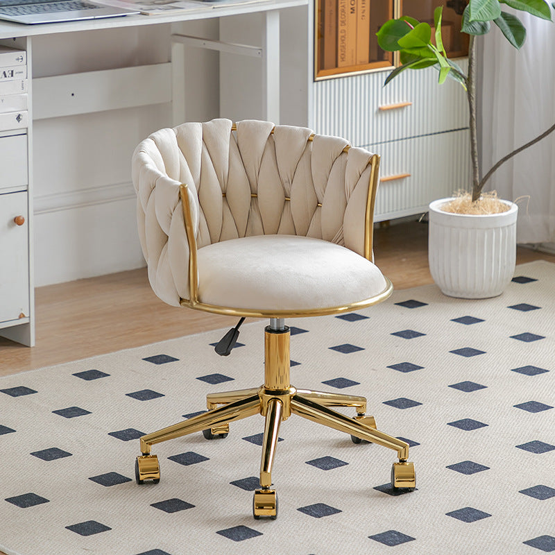 Contemporary Round Velvet Adjustable Vanity Stool