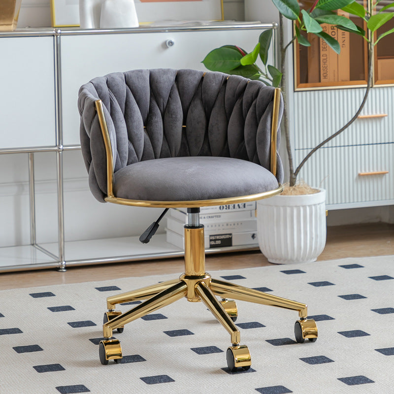 Contemporary Round Velvet Adjustable Vanity Stool