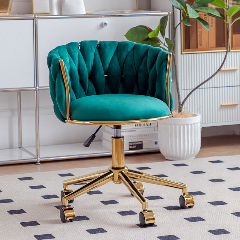 Contemporary Round Velvet Adjustable Vanity Stool — Gray