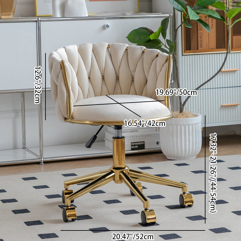Contemporary Round Velvet Adjustable Vanity Stool — Green