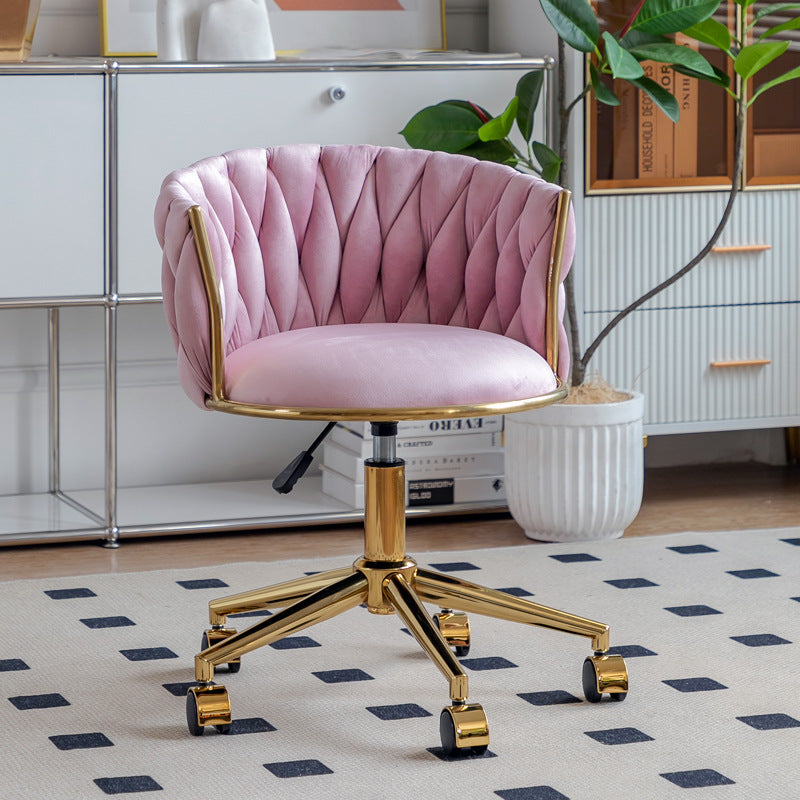 Contemporary Round Velvet Adjustable Vanity Stool